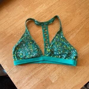 Athleta blue flower halter bikini top